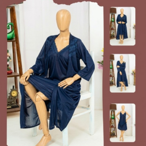 Premium Silk 2-Piece Bridal Nightwear Set - Elegant Lace Embroidery Sleepwear Free