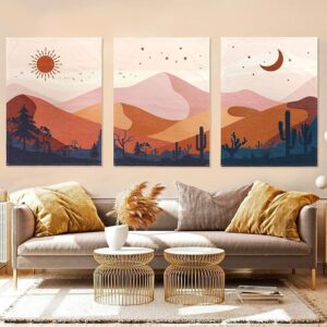 3pcs Moon And Sun Style Stickytiles Frames Providing Celestial Design Artistic Look