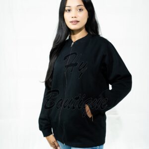 Best Quality Winter Wear Plain Fleece Black Jacket
