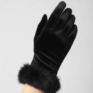 Women's & Girls Black Winter Velvet Gloves