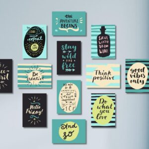 Inspirational Quotes And Motivational Calligraphy Wooden Sticky Tiles 12 Pcs Set 5x7