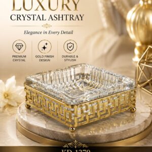 Luxury Metal & Crystal Ashtray KD-1379 – Elegant Decorative Cigarette Ash Tray