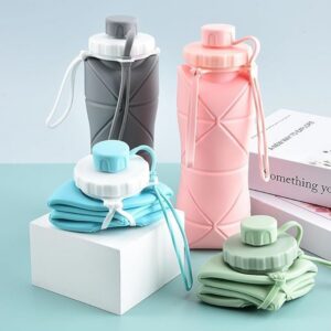Silicone Folding Bottle 600ML Silicon Foldable Bottle Smart Travel Bottle Collapsible Design