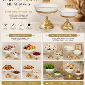 Luxury Metal Decorative Bowl White & Gold Finish Premium Centerpiece Bowl