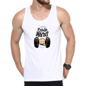 Mens Tank Top Gym Fitness Bodybuilding Workout Sleeveless Shirt [White] Crossfit Clothing