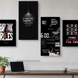 Set of 4 Motivational Wall Art Frames Wooden Sticky Tiles 8x16" &