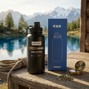 1000ml Matte Black Stainless Steel Vacuum Insulated Water Bottle