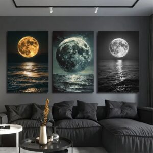 3pcs Moon Style Stickytiles Frames Providing Elegant Lunar Design Artistic Look Modern