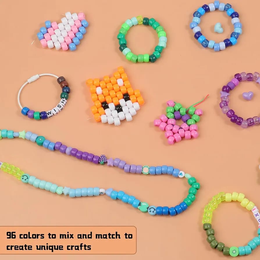 4000PCS Pony Beads Friendship Bracelet Making Kit – 96 Colors DIY Jewelry - Image 2