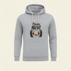 Train Hard Grey Hoodie for Men & Boys – Premium Summer Collection