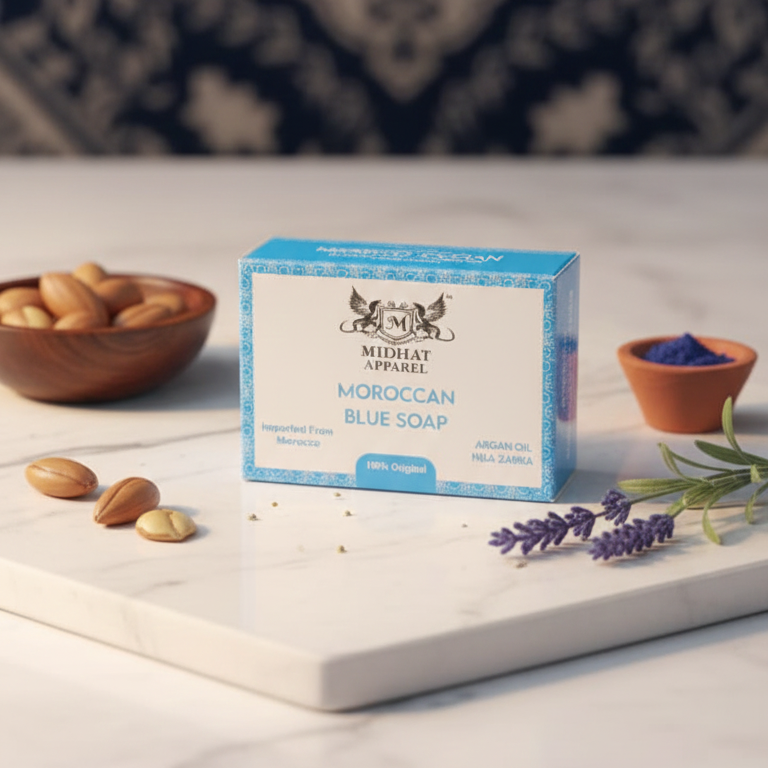 Midhat Apparel Moroccan Blue Soap For Premium Personal Care - 100Gram - Image 3