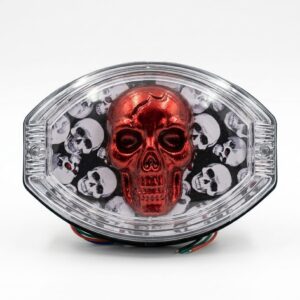 Universal 125cc Motorcycle LED Skull Tail Light – Multi-Color Fancy Rear Back