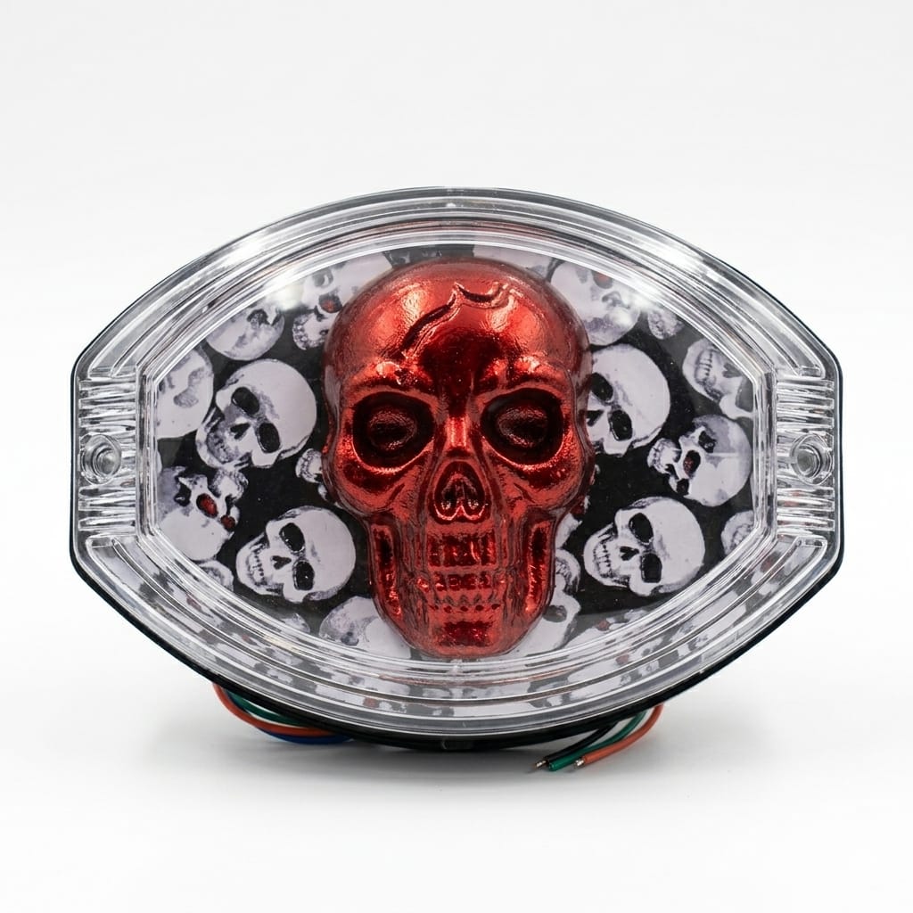 Universal 125cc Motorcycle LED Skull Tail Light – Multi-Color Fancy Rear Back