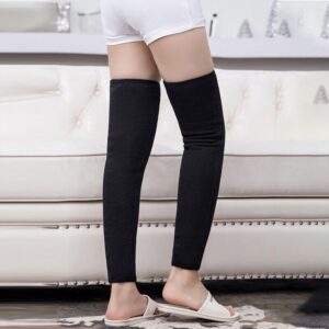 Unisex Wool Knee Length Leg Warmers – Plain Black, Comfortable & Stylish