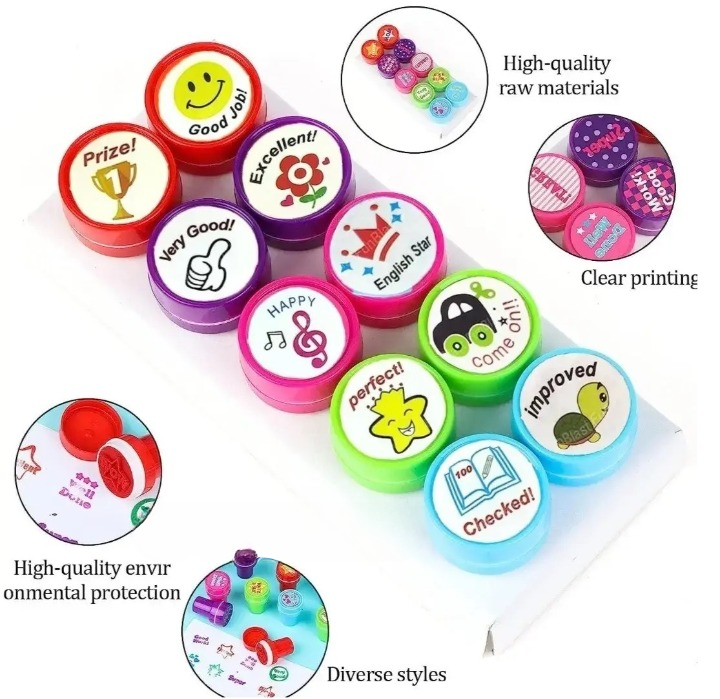 Appreciation Stamps – Kids Stamp Set for Motivation Self-Inking Pack of 10